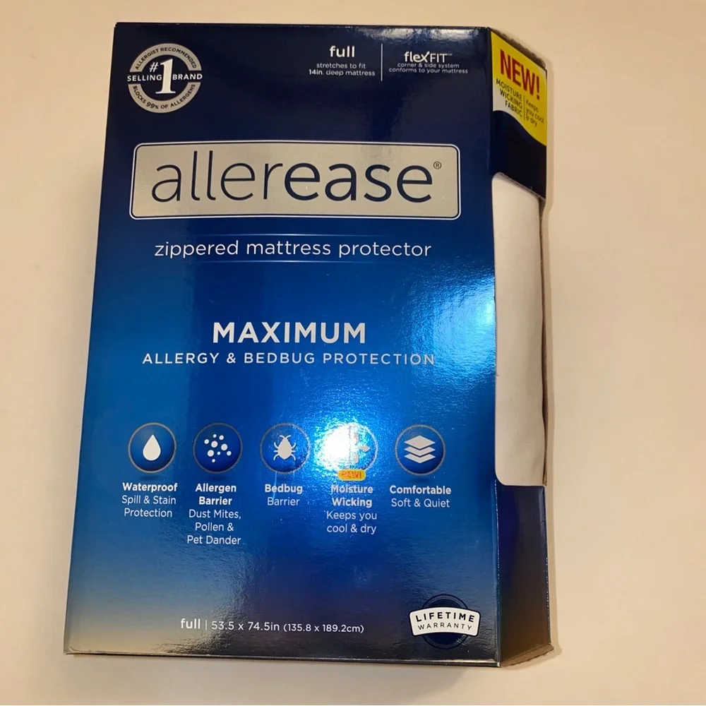 NEW Allerease zippered FULL mattress protector